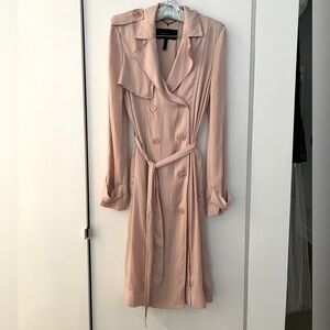 BCBG MAX AZRIA blush pink silk trench coat - size Small NWOT